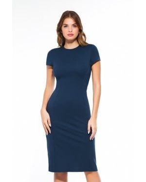 Popilush Sculptwear Workwear Fitted Dress - Blue
