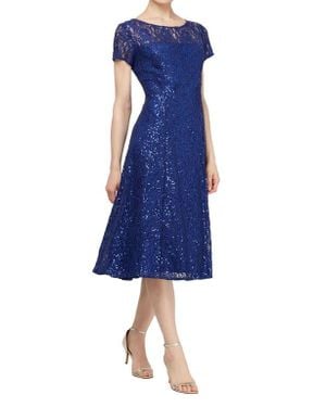Sl Fashions Sequin Lace Midi Dress - Blue