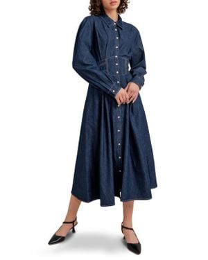 FREEMARKET Long Sleeve Midi Dress - Blue