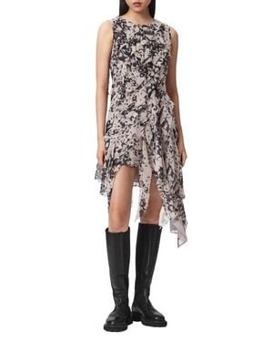 AllSaints Angie Asymmetric Ruffle Dress - Multicolor