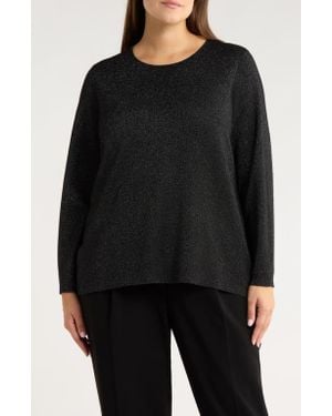 Eileen Fisher Metallic Shimmer Wool Blend Sweater - Black