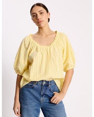 Albaray Seersucker Puff Sleeve Blouse - Blue