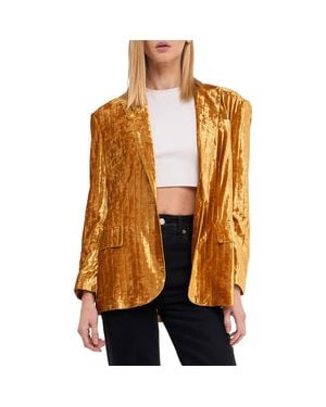Endless Rose Pleated Crushed Velvet Blazer - Orange