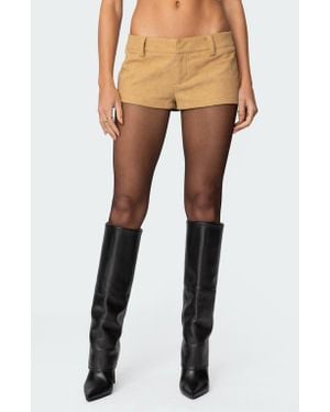 Edikted Shane Faux Suede Microshorts - Natural