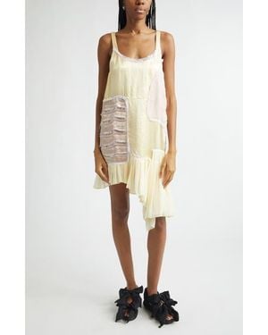 Collina Strada Lily Patchwork Asymmetric Shift Dress - Natural