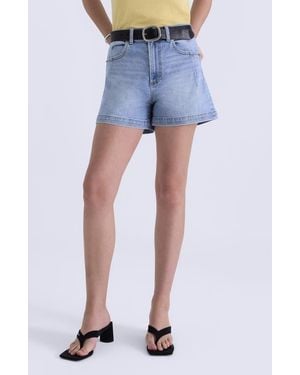 Pistola Aoki High Waist Denim Shorts - Blue