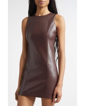 Alice + Olivia Faux Leather Sheath Minidress - Brown