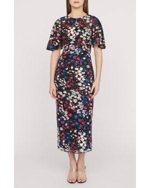 JS Collections Ursala Embroidered Flutter Sleeve Gown - Multicolor