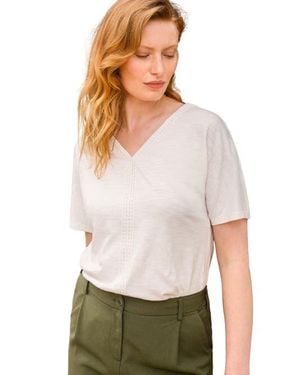 Celtic & Co. Slub Jersey V-Neck Trim Top - White