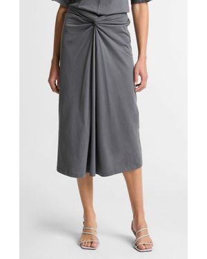 Vince Twist Front Midi Skirt - Gray