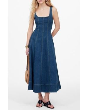 Madewell Seamed Denim Flare Midi Dress - Blue