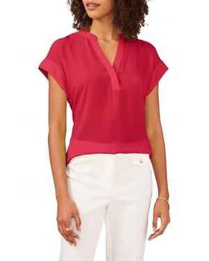 Chaus Split Neck Georgette Blouse - Orange