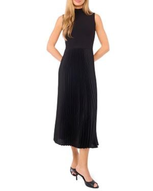 Halogen® Mixed Media Sleeveless Midi Dress - Black