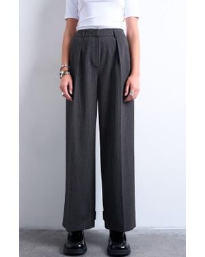 TOPSHOP Pinstripe Tailored Pants - Black
