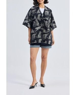 REISTOR Oversized Shirt With Front Ties - Black