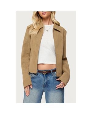 Edikted Cozette Faux Leather Jacket - Natural