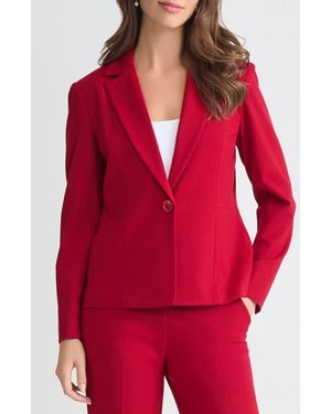 Kasper One-Button Seamed Waist Blazer - Red