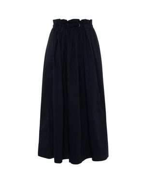 E.U.X. Exclusive Cotton Paper Bag Waist Elastic Midi Skirt - Black