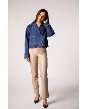 Blue Revival Lana Cropped Trench Coat - Blue