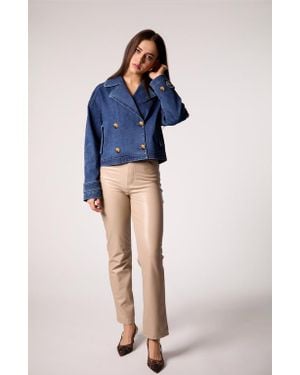 Blue Revival Lana Cropped Trench Coat - Blue