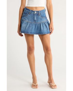 Blank NYC Gathered Denim Skirt - Blue