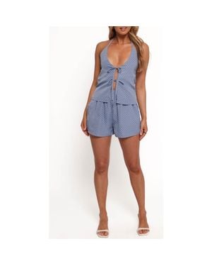 Petal & Pup Beau Tie Front Halter Top & Shorts Set - Blue