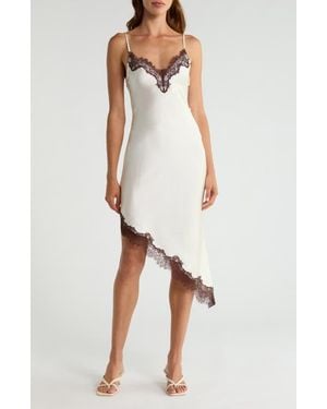 EVER NEW Posie Lace Trim Asymmetric Slipdress - White