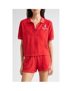 Sporty & Rich Vendome Cotton Terry Polo - Red