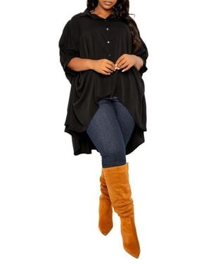 Buxom Couture Flowy High-Low Shirt - Black
