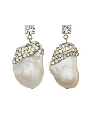Tory Burch Moondance Crystal & Pearl Drop Earring - White