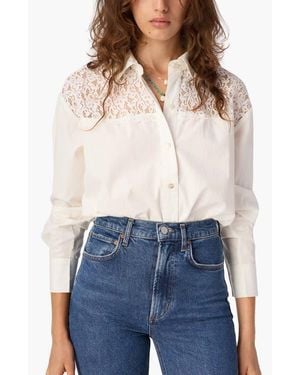 Cami NYC Silas Lace Yoke Cotton Poplin Shirt - Blue