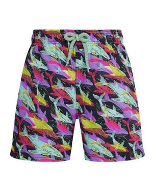 Vilebrequin Boys Stretch Swim Shorts Whales Offset - Blue