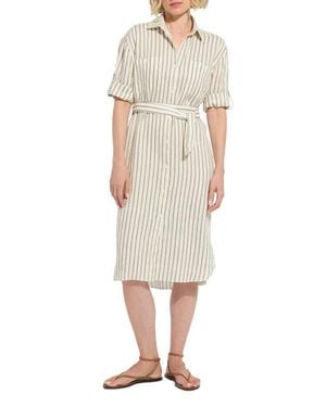 Lyssé Juniper Stripe Belted Linen Shirtdress - Natural