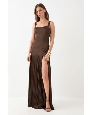 MissPap Premium Pleated Skirt Bridesmaid Dress - Brown