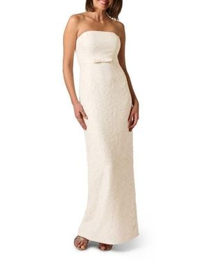 Adrianna Papell Glitter Jacquard Strapless Gown - White