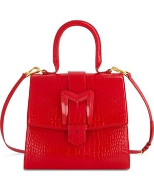 Mac Duggal Crocodile Leather Buckle Detail Medium Handbag - Red