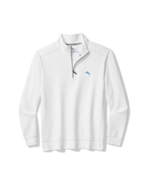 Tommy Bahama Montego Bay Textured Cotton & Lyocell Half Zip Pullover - White