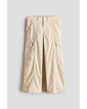 H&M Cotton Twill Cargo Pants - Natural