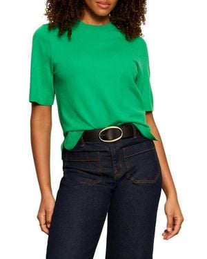 Sanctuary Perfect Tipped Short Sleeve Sweater - Green