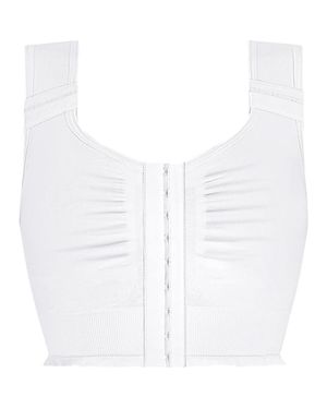 Amoena Lymph Flow Long Wire-Free Front Closure Bra - White