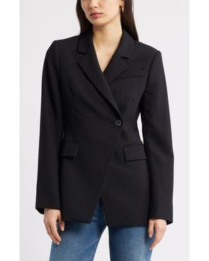 Open Edit The Icon Asymmetric Fitted Blazer - Black