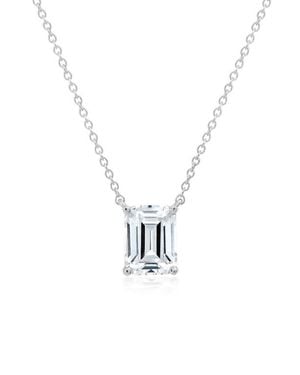 Crislu Emerald Cut Cubic Zirconia Pendant Necklace - Blue