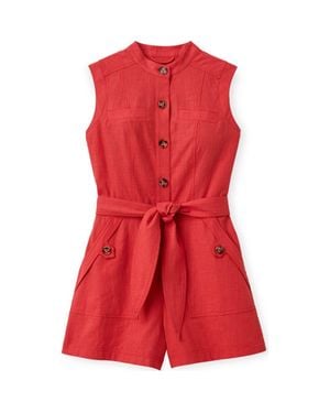 Cartolina Nantucket Rachel Linen Romper - Red