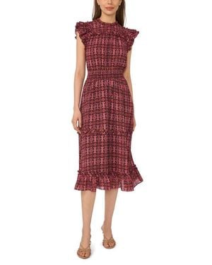 Cece Paisley Flutter Sleeve Midi Dress - Red
