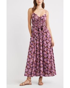 Treasure & Bond Floral Peplum Maxi Dress - Purple