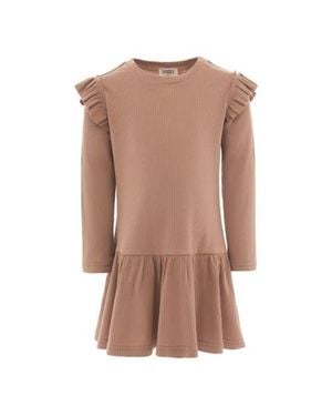 BANBLU Modal Ruffle Dress - Brown