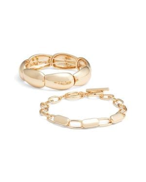Open Edit Set Of 2 Goldtone Bracelets - Metallic