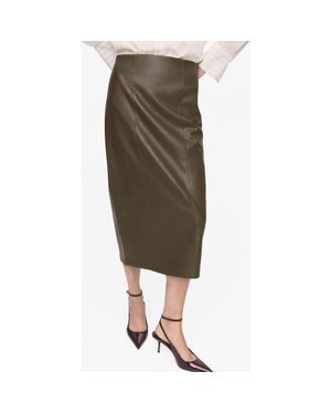 Mango Faux Leather Midi Pencil Skirt - Green