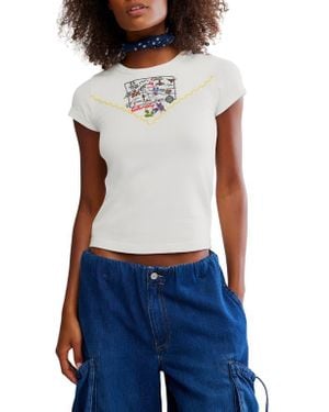Free People Wild Country Stretch Cotton Graphic T-Shirt - Blue
