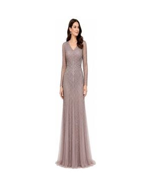 LARA New York High Neck Beaded Gown - Purple